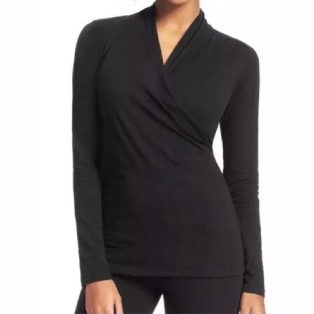 CAbi Black Women's Long Sleeve Wrap Top